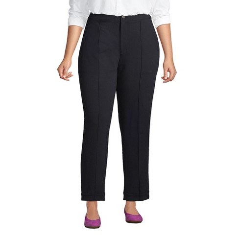 Lands' End Women's Plus Size Starfish Mid Rise Elastic Waist Pull On Crop  Pants - 3x - Black : Target