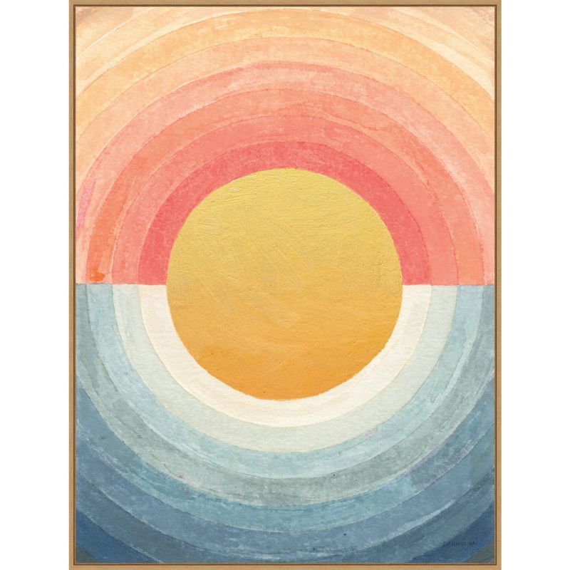 32&#34; x 42&#34; Retro Vibes Abstract Sun by Danhui Nai Framed Canvas Wall Art Print - Amanti Art, 1 of 8