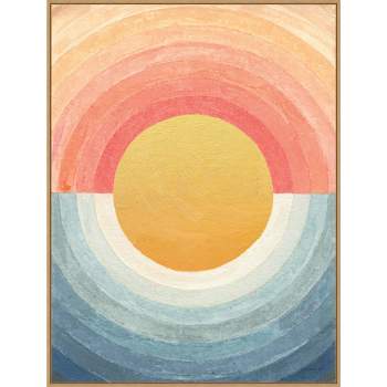 32" x 42" Retro Vibes Abstract Sun by Danhui Nai Framed Canvas Wall Art Print - Amanti Art