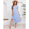 Women's Summer Maternity Floral Midi Dress Casual Sweetheart Short Sleeve Tie Back Dresses For Photoshoot And Baby Shower - 2 of 4