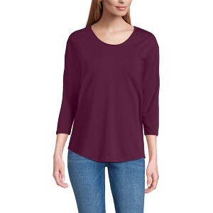 Lands' End Women's 3/4 Sleeve Lightweight Jersey U-Neck Tunic - 1 of 3