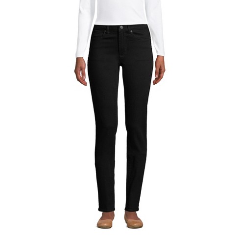 Lands' End Women's Mid Rise Straight Leg Jeans - Black - 16 - Black : Target