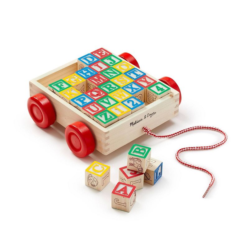 Melissa &#38; Doug Classic ABC Wooden Block Cart Educational Toy With 30 Solid Wood Blocks, 1 of 13