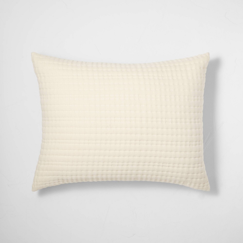 Photos - Pillowcase Standard Lyocell Cotton Blend Coverlet Sham Natural - Casaluna™