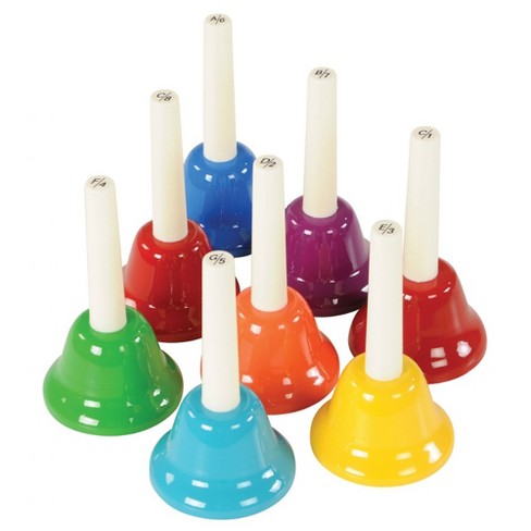Alomejor Hand Bells Set Colorful Rhythm 8 Note Hand Bell Set Musical Instrument Percussion Education for Child Kids Gift