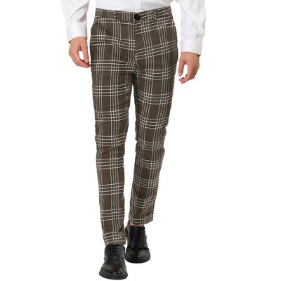 Lars Amadeus Men's Dress Plaid Formal Slim Fit Printed Business Checked Trousers