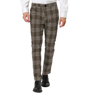 Lars Amadeus Men's Dress Plaid Formal Slim Fit Printed Business Checked Trousers - 1 of 4