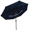 Sunnydaze 3-Tier Outdoor Patio Umbrella with Polyester Canopy, Push Button Tilt and Crank - 10' - Navy - 4 of 4