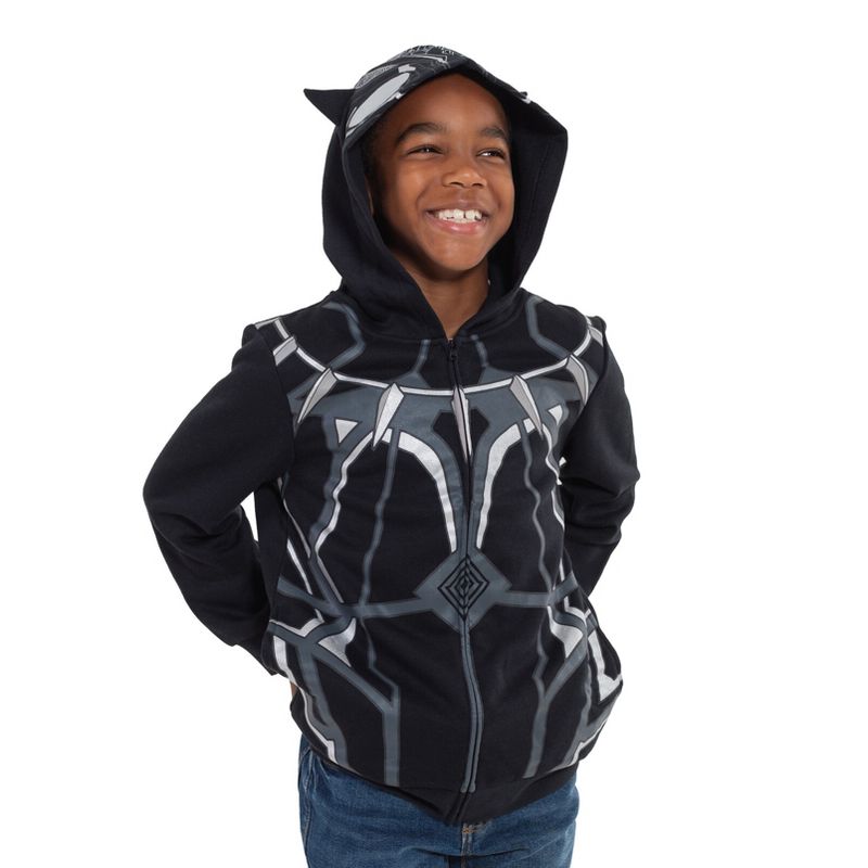Marvel Avengers Black Panther Cosplay Fleece Zip Up Pullover Hoodie Toddler to Little Kid , 2 of 8