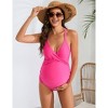 Clearlove Maternity Swimsuit One Piece Swimsuits for Pregnancy Spaghetti Straps Ruched Adjustable Women Swimwear - 3 of 4