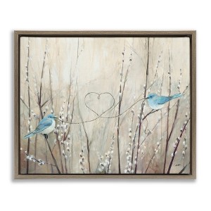 Stupell Industries Love Birds with Heart Shape Black Framed Floater Canvas Wall Art - 1 of 4