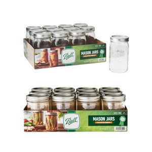 Ball Wide Mouth Glass Mason Jars with Lids and Bands, 12 Quart Size 32 Ounce + 12 Pint Size 16 Ounce (Total 24 Jars) Variety Pack - 1 of 4