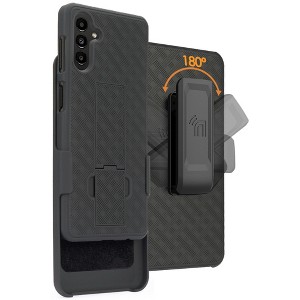 Nakedcellphone Case with Stand and Belt Clip Holster for Samsung Galaxy A13 5G - Black - 1 of 4