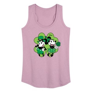 Women's - Disney - Mickey Minnie Shamrock Graphic Racerback Tank - 1 of 4