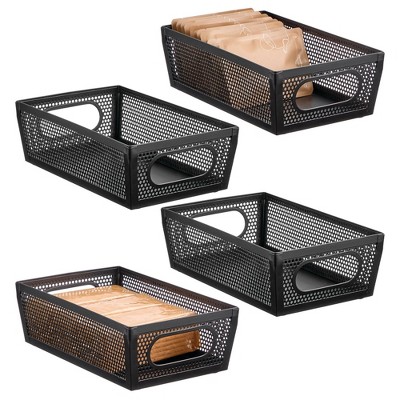 Perforated Metal Storage Bin with Handles