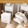 LIVAREEmlen 3-in-1 Dressing Table with LED Mirror & Storage Stool - Compact Makeup Vanity with 4 Drawers, Storage Cabinet & Hidden Stool - 3 of 4