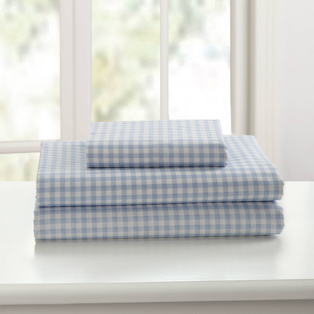 Photos - Bed Linen Laurel & Mayfair Full Gingham Print Sheet Set Blue