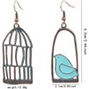Hollow Bronze Bird Cage Dangle Earrings - Asymmetric Vintage Boho Style for Women, Hypoallergenic - 2 of 4