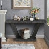 60" Rectangular Wood Console Table with Distressed Finish,Double-Tier Open Storage, Vintage Farmhouse Entryway Table-Cuddlewood - 2 of 4