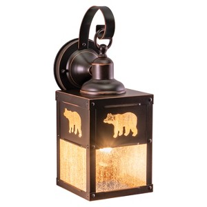 VAXCEL 1 Light Burnished Bronze Rustic Outdoor Wall Lantern Clear Glass, Bear, 13 inch - 1 of 4