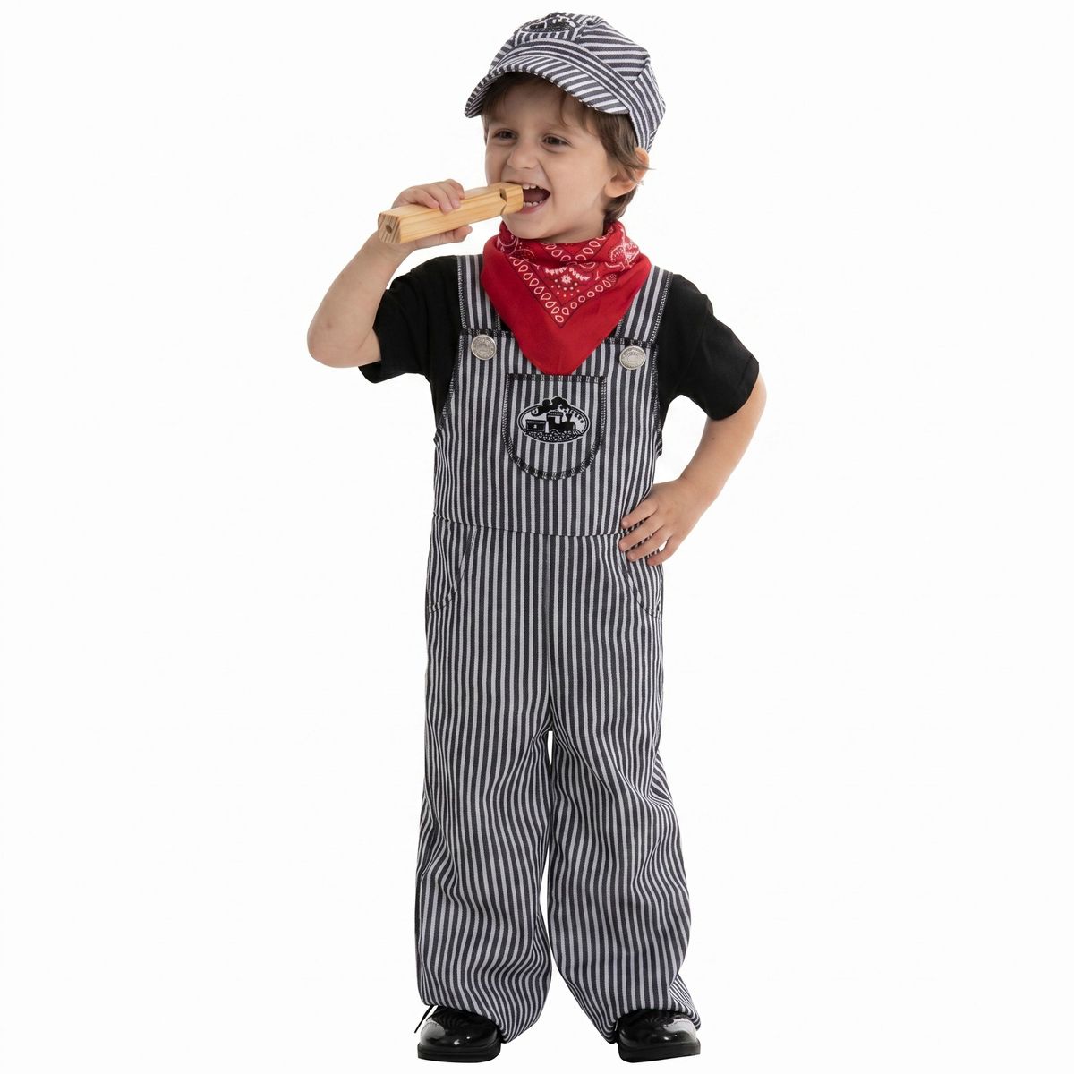 Joyfy Halloween Costume Train Engineer Suit for Kids, Conductor Overalls with Hat & Whistle – Unisex Driver Set for Toddler Dress Up Party - thumbnail 5