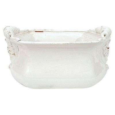 Decorative Terra Cotta Cache Pot - White