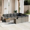 vidaXL 11 Piece Patio Sofa Set with Cushions Gray Poly Rattan - Gray and Dark Gray Table + 6x Middle + 2x Corner - 2 of 4
