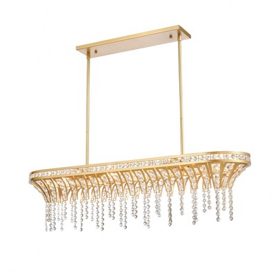 Champagne Gold K9 Crystal 4-Light Linear Chandelier