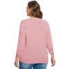 Women's Plus Size V-Neck Cardigan Casual 3/4 Sleeve Knit Button Down Open Front Sweater - 3 of 4