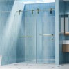 NicBex Shower Door 76" H Frameless Single Sliding Soft-closing Shower Doors, 5/16" (8mm) Thick Tempered Glass with Explosion-proof Film, Gold - 2 of 4
