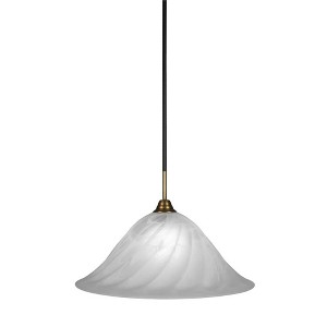 Toltec Lighting Paramount 1 - Light Pendant in  Matte Black/Brass with 20" White Alabaster Swirl Shade - 1 of 1