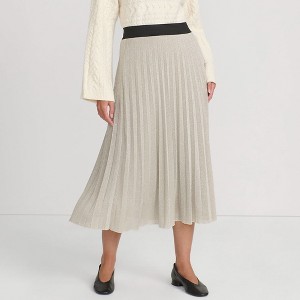 Lands' End Women's Knit Foil Pleated Midi Skirt - 1 of 4