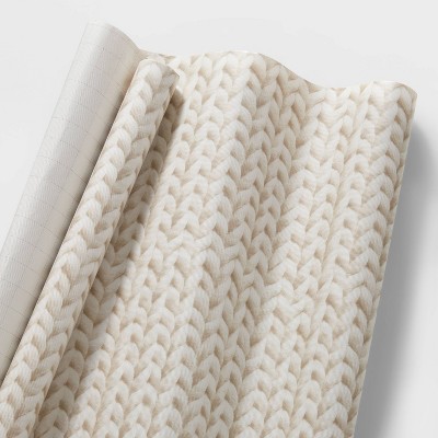 20 sq ft Knit Gift Wrap Cream - Wondershop™