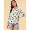 INSPIRE CHIC Women's Boho Floral Casual Ruffle Tie Keyhole Long Sleeve Blouse Top - 2 of 4