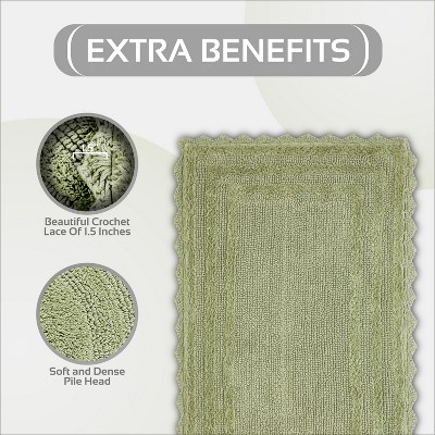 Sage Green Cotton Tufted Reversible Crochet Bath Rug 24" x 40"