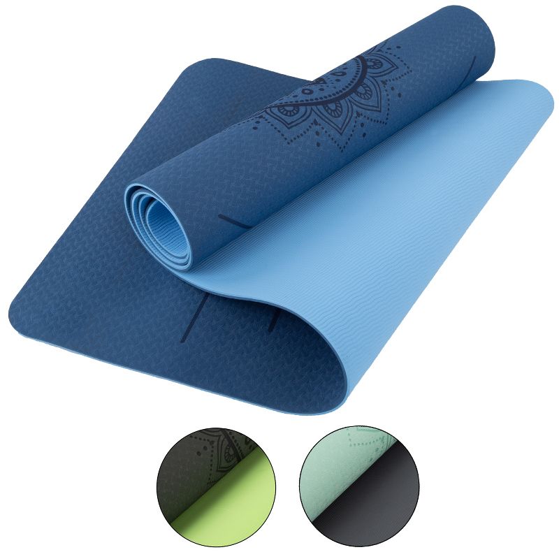 Wakeman Outdoors Yoga Mat with Alignment Marks - Lightweight Exercise Mat with Carry Strap for Home Workout or Travel, 2 of 9