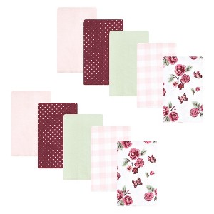 Hudson Baby Infant Girl Flannel Burp Cloth 10pk, Sweet Roses, One Size - 1 of 4