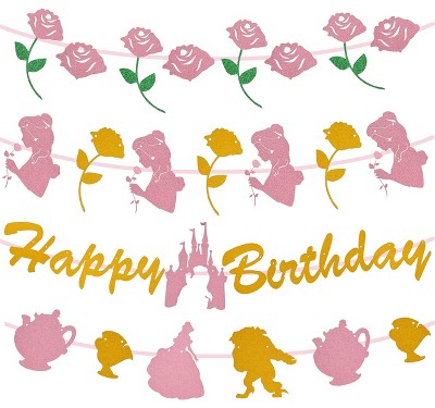 Doradreamdeko Beauty And The Beast Birthday Party Decorations, Pink ...