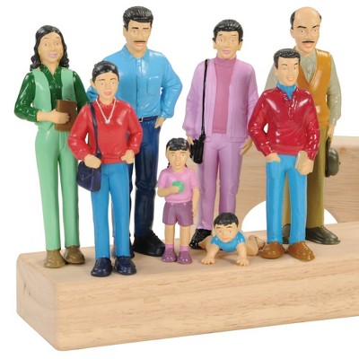 Inclusive Multicolor Vinyl Hispanic Family Doll Set, 8 Pieces