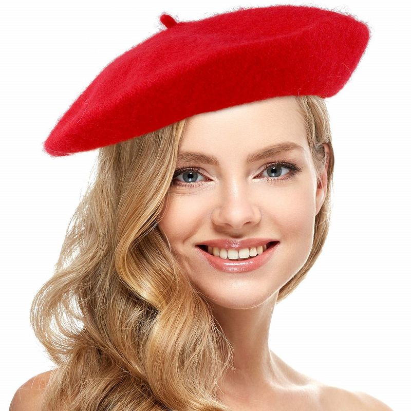 Skeleteen Womens French Style Beret Costume Accessory - Red, 1 of 7