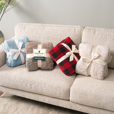 Dusty Blue Twin Sherpa Fleece Throw Blanket