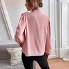 Coolmee Women's Business Casual Tops Summer Long Sleeve Button Down Shirts V Neck Chiffon Blouses - 3 of 4