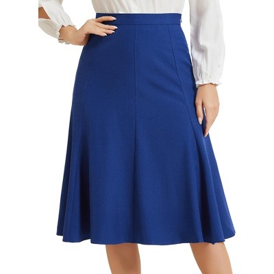 Allegra K Women's Side Zipper High Waist Elegant Flared A Line Midi Skirts