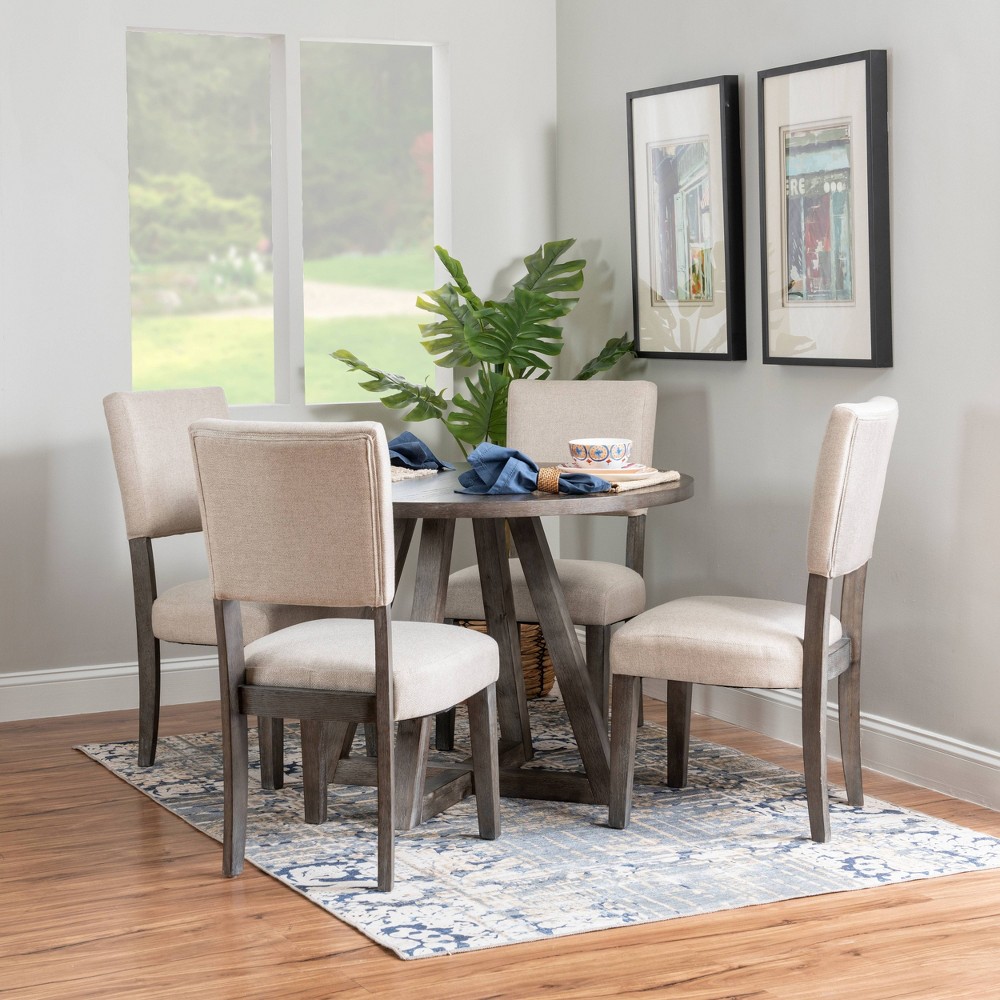 Photos - Dining Table 5pc Lenya Solid Wood Dining Set Gray - Powell