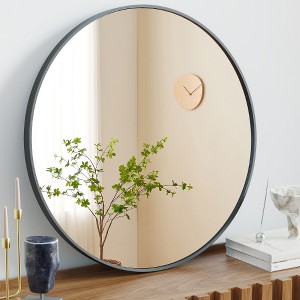 Lyngins Round Bathroom Mirror for Over Sink, Silver-Plated HD Wall Mirror, Rustproof Aluminum Alloy Bathroom Decor, Mirrors for Bathroom Sink & Home - 1 of 4