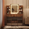 Vanity Desk with Mirror and Lights,6 Storage Shelves, 2 Large Drawers and 3 Color Light Adjustable Brightness - 2 of 4