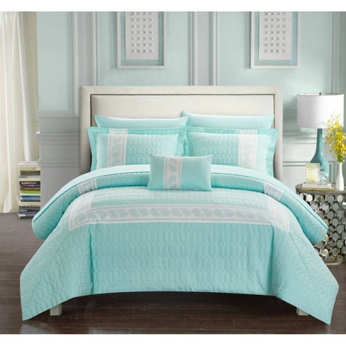 Chic Home Design Twin 6pc Mason Bed In A Bag Comforter Set Aqua