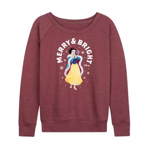 Women's - Disney - Merry And Bright Snow White Lightweight French Terry Wide Neck Long Sleeve Shirt - 1 of 4