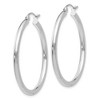 Black Bow Jewelry 2.5mm, 14k White Gold Classic Round Hoop Earrings, 35mm (1 3/8 Inch) - 2 of 4