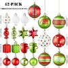 Aoibox 42pcs Christmas Ball Ornaments Set Red Green White Shatterproof Plastic Hanging Xmas Tree Decorations 2.36in 1.57in Holiday Decor - 3 of 4